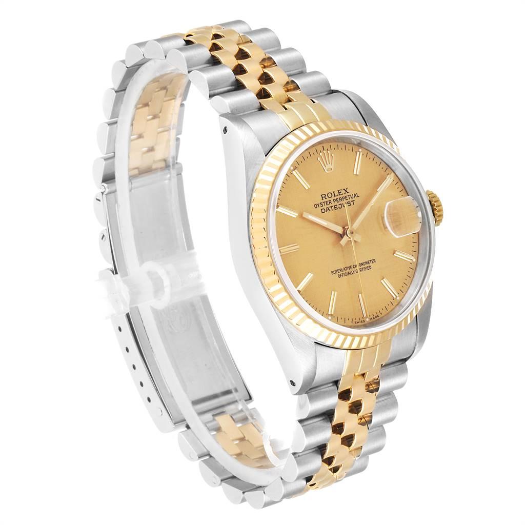Rolex Datejust 36 Steel Yellow Gold Linen Dial Men's Watch 16233 In Good Condition In Atlanta, GA