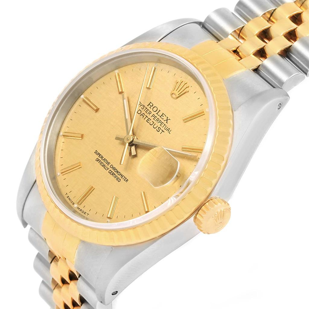Rolex Datejust 36 Steel Yellow Gold Linen Dial Men's Watch 16233 2