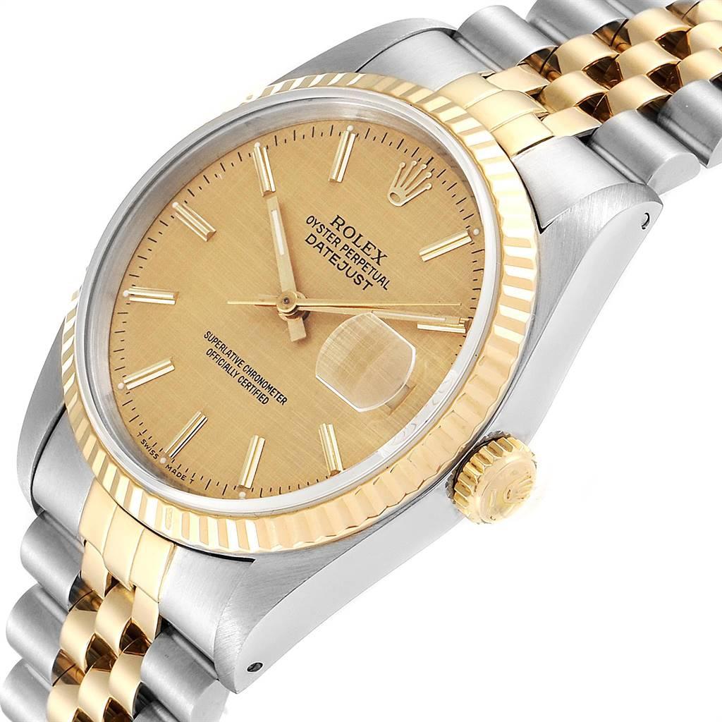 Rolex Datejust 36 Steel Yellow Gold Linen Dial Men's Watch 16233 2