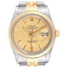 Rolex Datejust 36 Steel Yellow Gold Linen Dial Vintage Men's Watch 16013