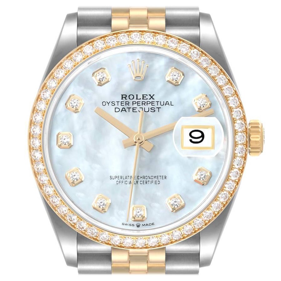 Rolex Datejust 36 Acero Oro Amarillo MOP Esfera Diamante Reloj Señora 126283