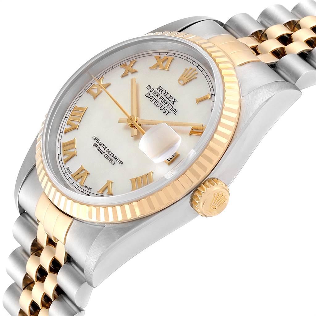 Rolex Datejust 36 Steel Yellow Gold Mother of Pearl Roman Dial Men’s Watch 16233 1