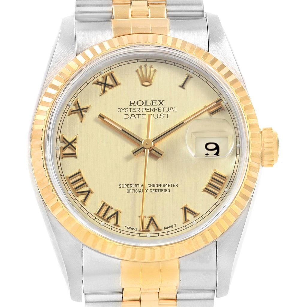 Rolex Datejust 36 Steel Yellow Gold Roman Dial Men’s Watch 16233 For Sale 6
