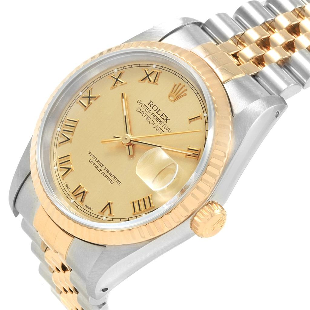 Rolex Datejust 36 Steel Yellow Gold Roman Dial Men’s Watch 16233 For Sale 1