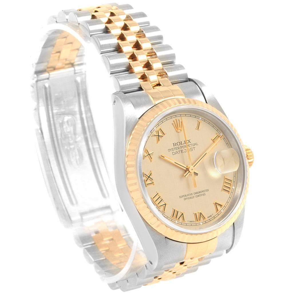 Rolex Datejust 36 Steel Yellow Gold Roman Dial Men’s Watch 16233 For Sale 3