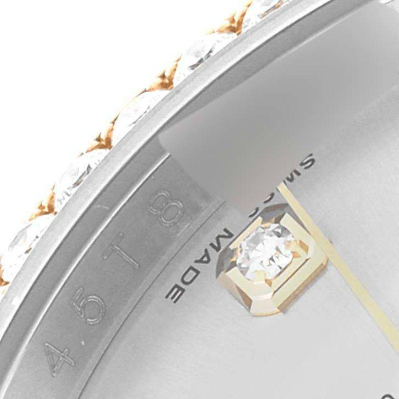 Rolex Datejust 36 Steel Yellow Gold Silver Dial Diamond Bezel Mens Watch 116243 In Excellent Condition In Atlanta, GA