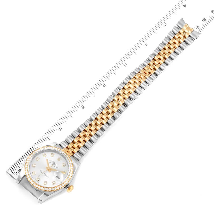 Rolex Datejust 36 Steel Yellow Gold Silver Dial Diamond Mens Watch 116243 For Sale 5