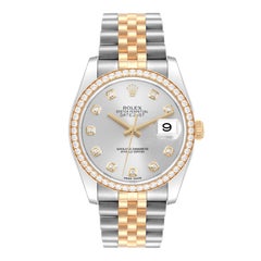 Rolex Datejust 36 Acciaio Oro Giallo Quadrante Argento Diamante Orologio Uomo 116243