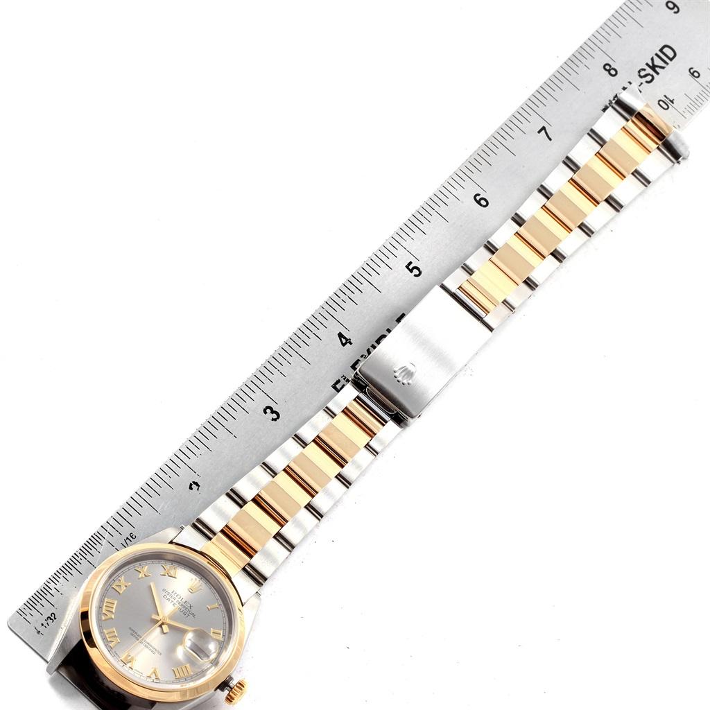 Rolex Datejust 36 Steel Yellow Gold Slate Roman Dial Men's Watch 16203 For Sale 9