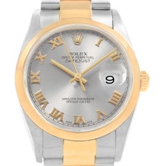 Rolex Datejust 36 Steel Yellow Gold Slate Roman Dial Men's Watch 16203
