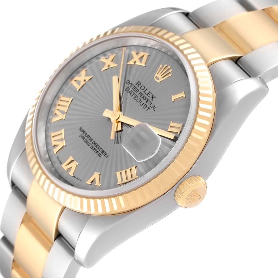 Rolex Datejust 36 Stahl Gelbgold Sunbeam Zifferblatt Herrenuhr 116233 im Angebot 2