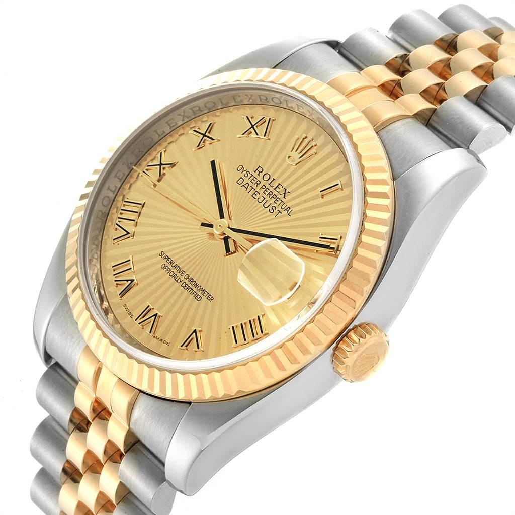 Rolex Datejust 36 Steel Yellow Gold Sunbeam Dial Men’s Watch 116233 In Excellent Condition In Atlanta, GA