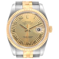 Rolex Datejust 36 Steel Yellow Gold Sunbeam Dial Men's Watch 116233
