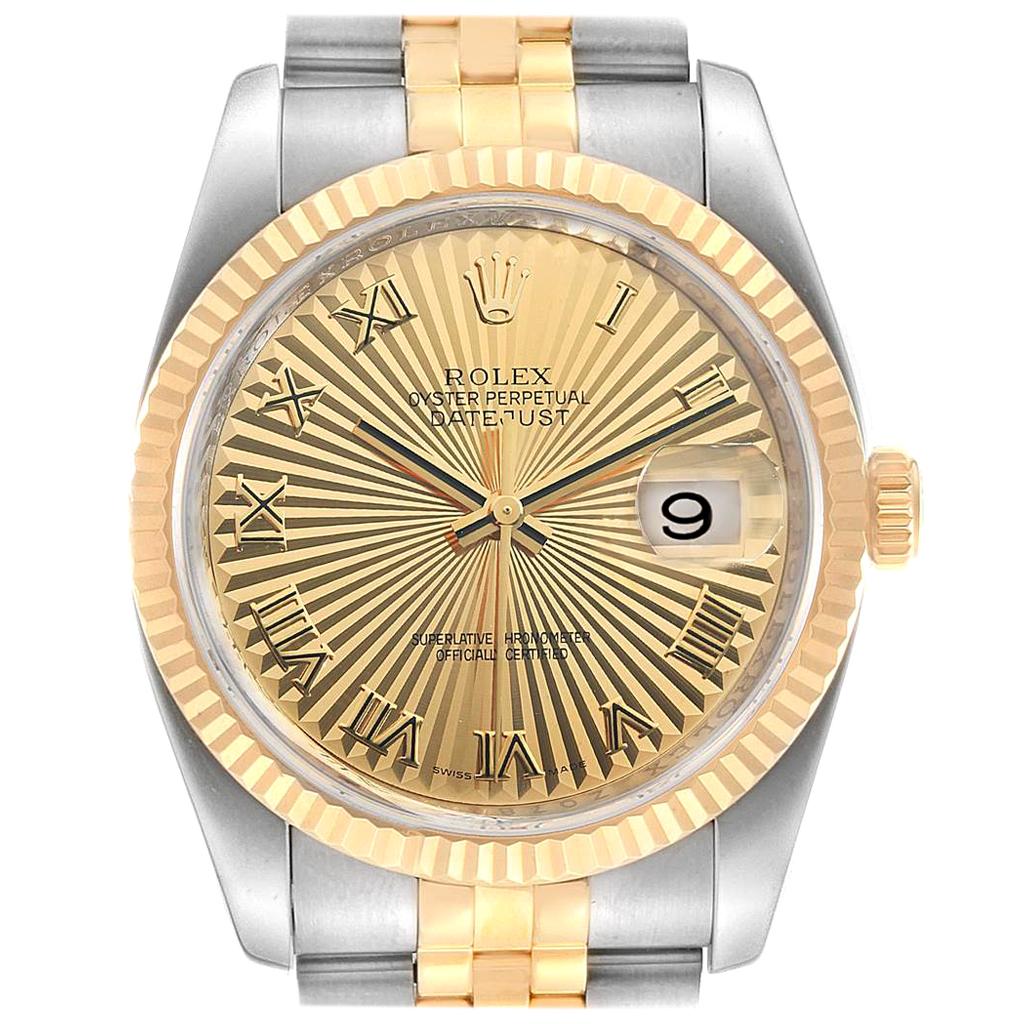 Rolex Datejust 36 Steel Yellow Gold Sunbeam Dial Men’s Watch 116233
