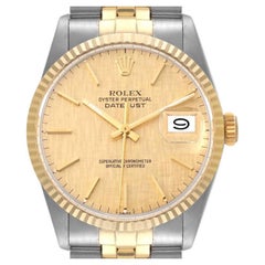 Rolex Datejust 36 Steel Yellow Gold Vintage Linen Dial Mens Watch 16013