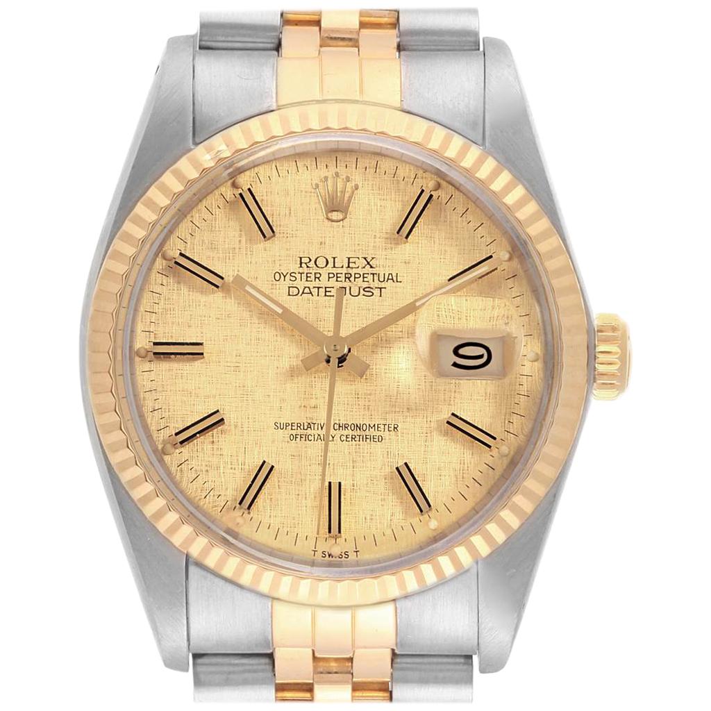 Rolex Datejust 36 Steel Yellow Gold Vintage Men's Watch 16013 Box Papers For Sale