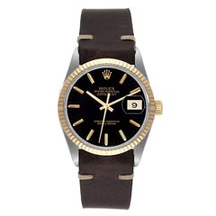 Rolex Datejust 36 Steel Yellow Gold Vintage Mens Watch 16013 Box Service Card