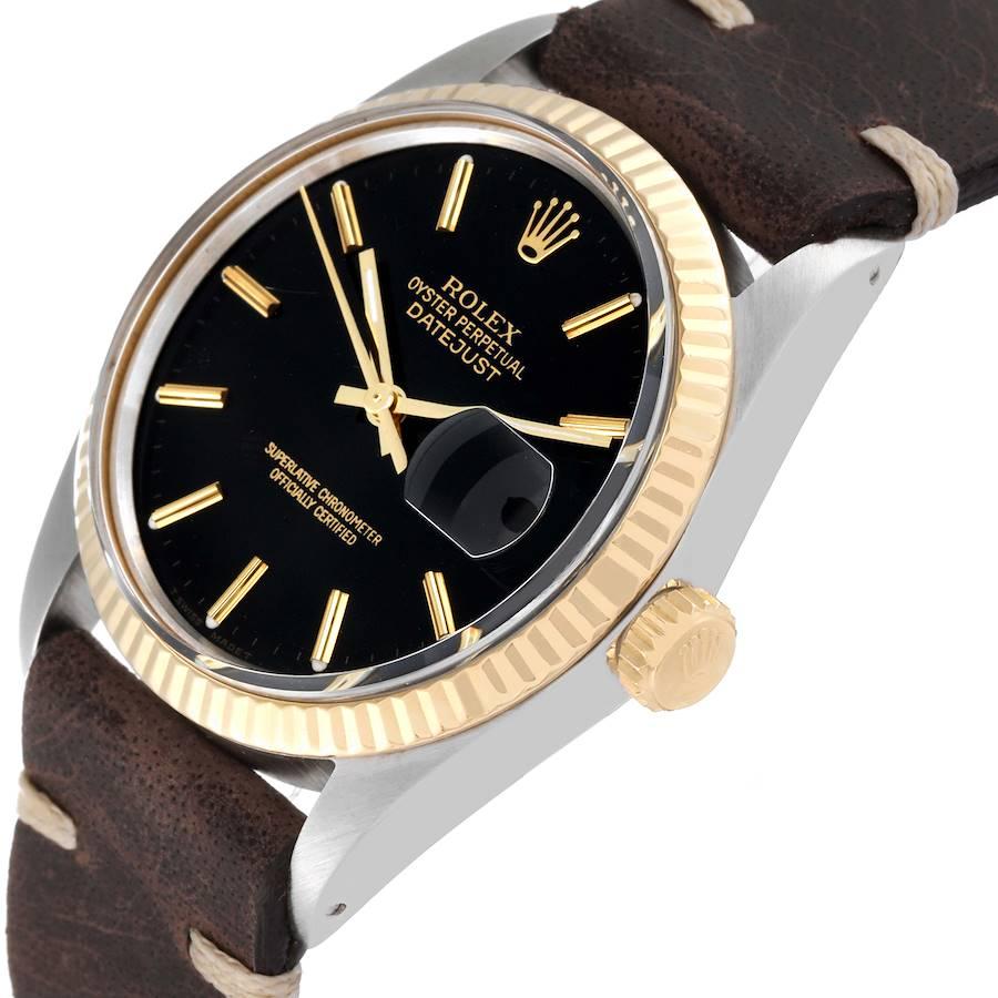 rolex datejust 36 on leather strap
