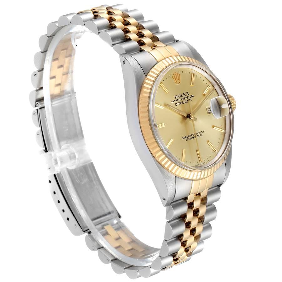 Rolex Datejust 36 Steel Yellow Gold Vintage Men's Watch 16013 Card In Good Condition For Sale In Atlanta, GA