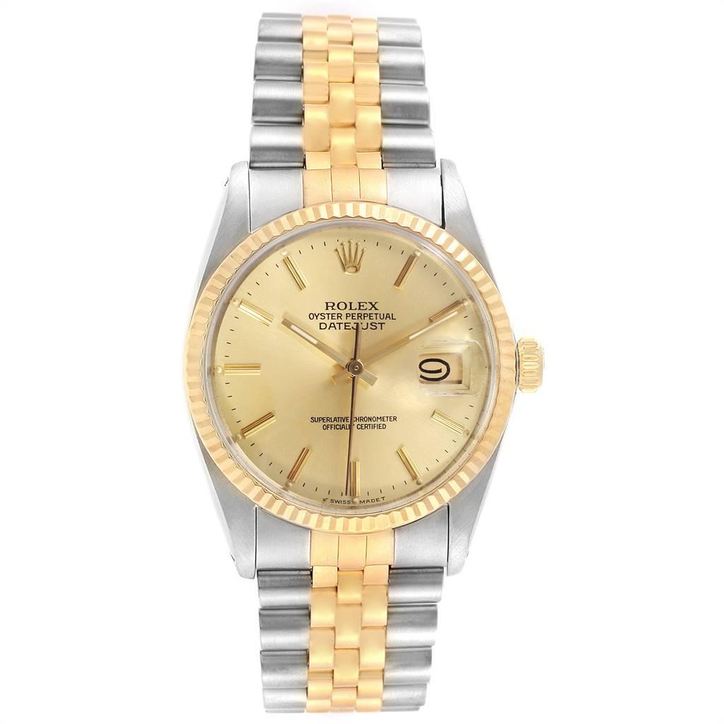 Rolex Datejust 36 Steel Yellow Gold Vintage Men's Watch 16013 In Good Condition In Atlanta, GA