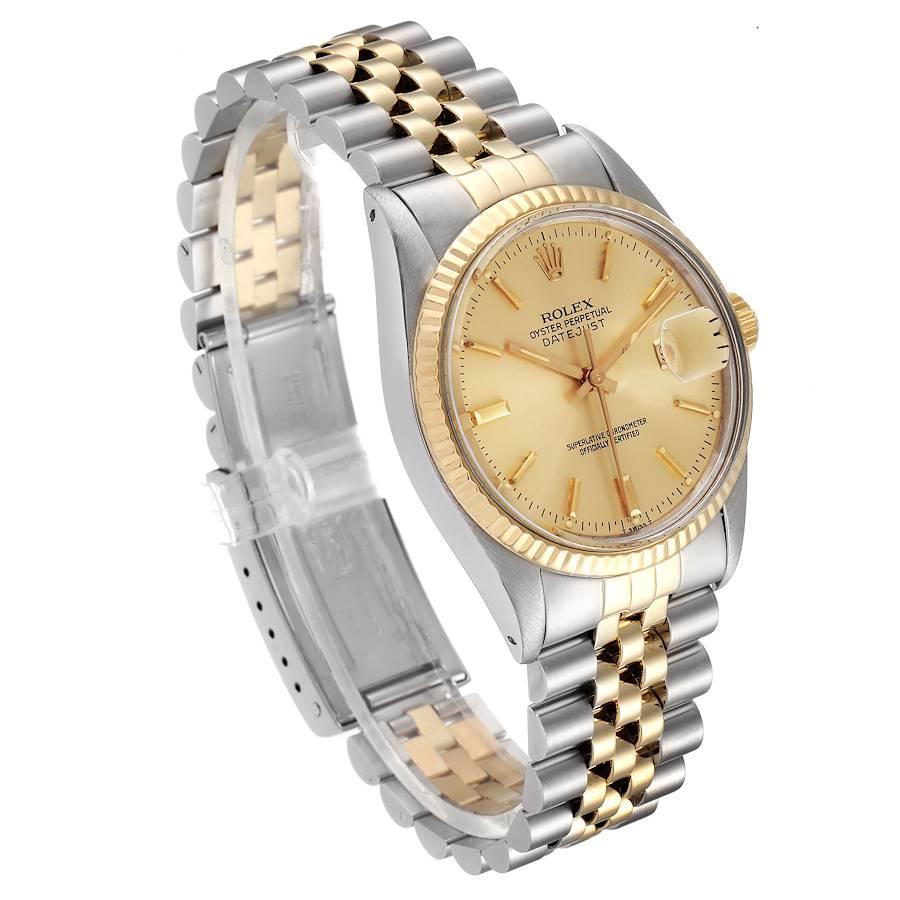 Rolex Datejust 36 Steel Yellow Gold Vintage Mens Watch 16013 In Good Condition For Sale In Atlanta, GA