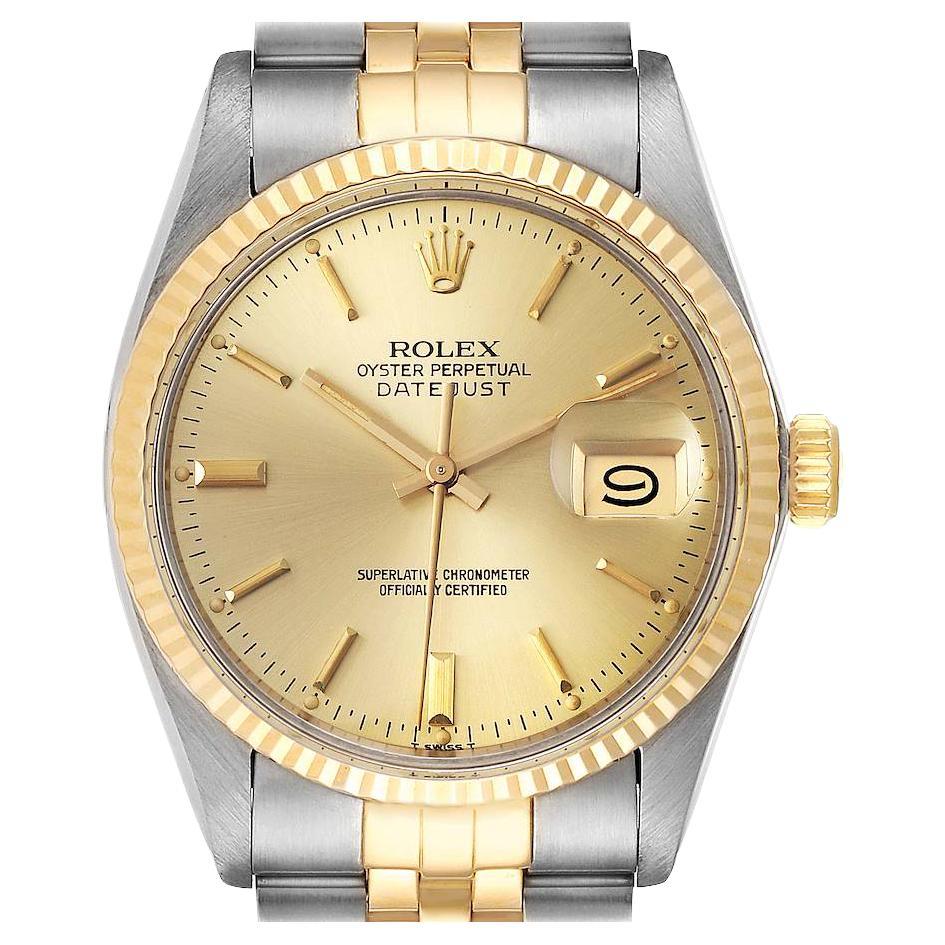 Rolex Datejust 36 Steel Yellow Gold Vintage Mens Watch 16013 For Sale
