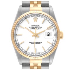 Rolex Datejust 36 Steel Yellow Gold White Dial Mens Watch 16233