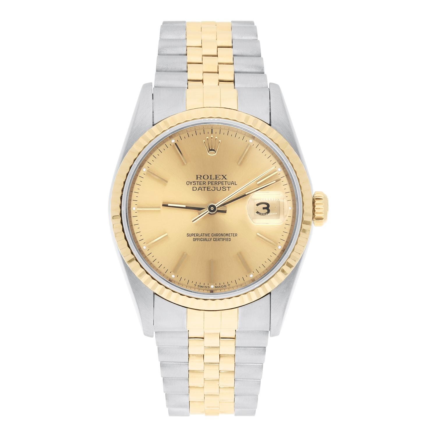 This watch has been professionally polished, serviced and is in excellent overall condition. There are absolutely no visible scratches or blemishes. Model features quick-set movement, no holes case. Authenticity guaranteed! The sale comes with a