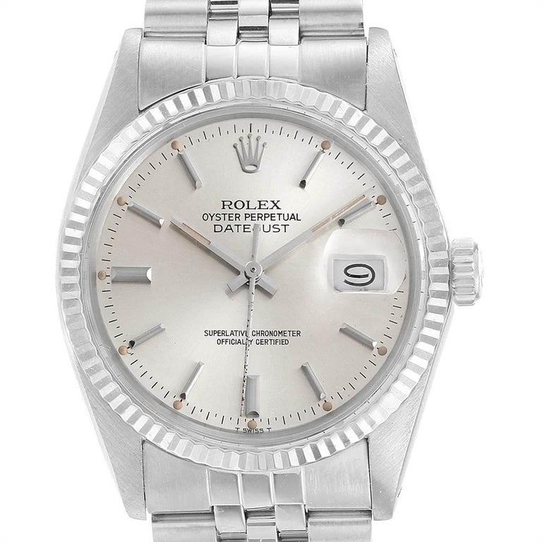 Rolex Datejust 36 Vintage Steel White Gold Automatic Men's Watch 16014 For  Sale at 1stDibs