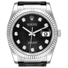 Rolex Datejust 36 White Gold Diamond Dial Black Strap Men’s Watch 116139