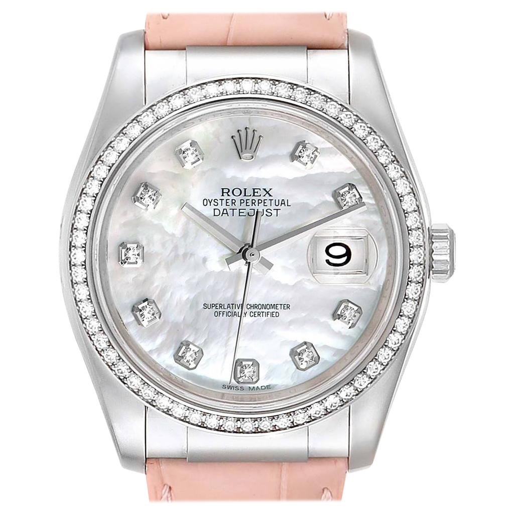 Rolex Datejust 36 White Gold Diamond Men's Watch 116189 Unworn