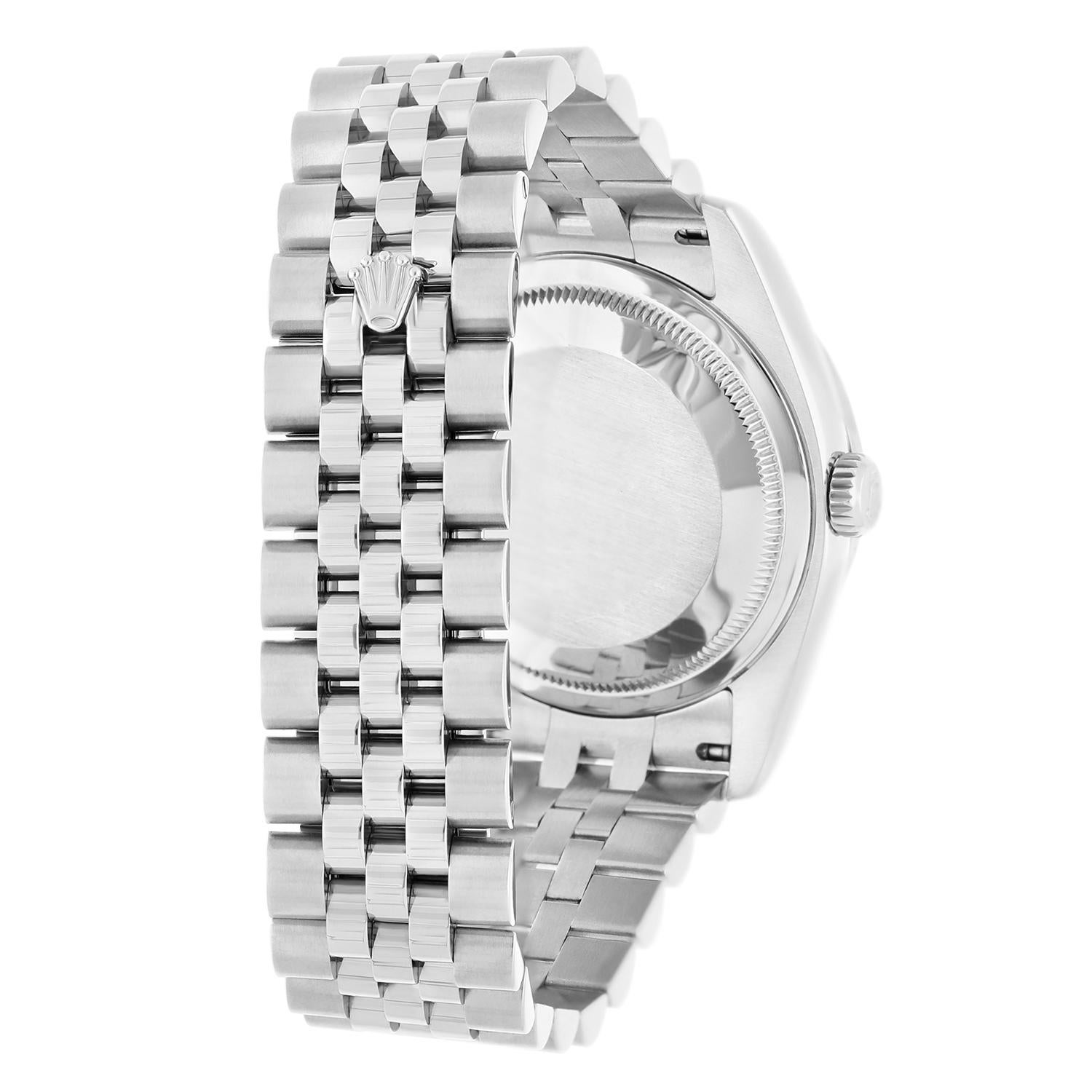 Rolex Datejust 36 White Mother of Pearl Dial Diamond Bezel Steel Watch 116234 3