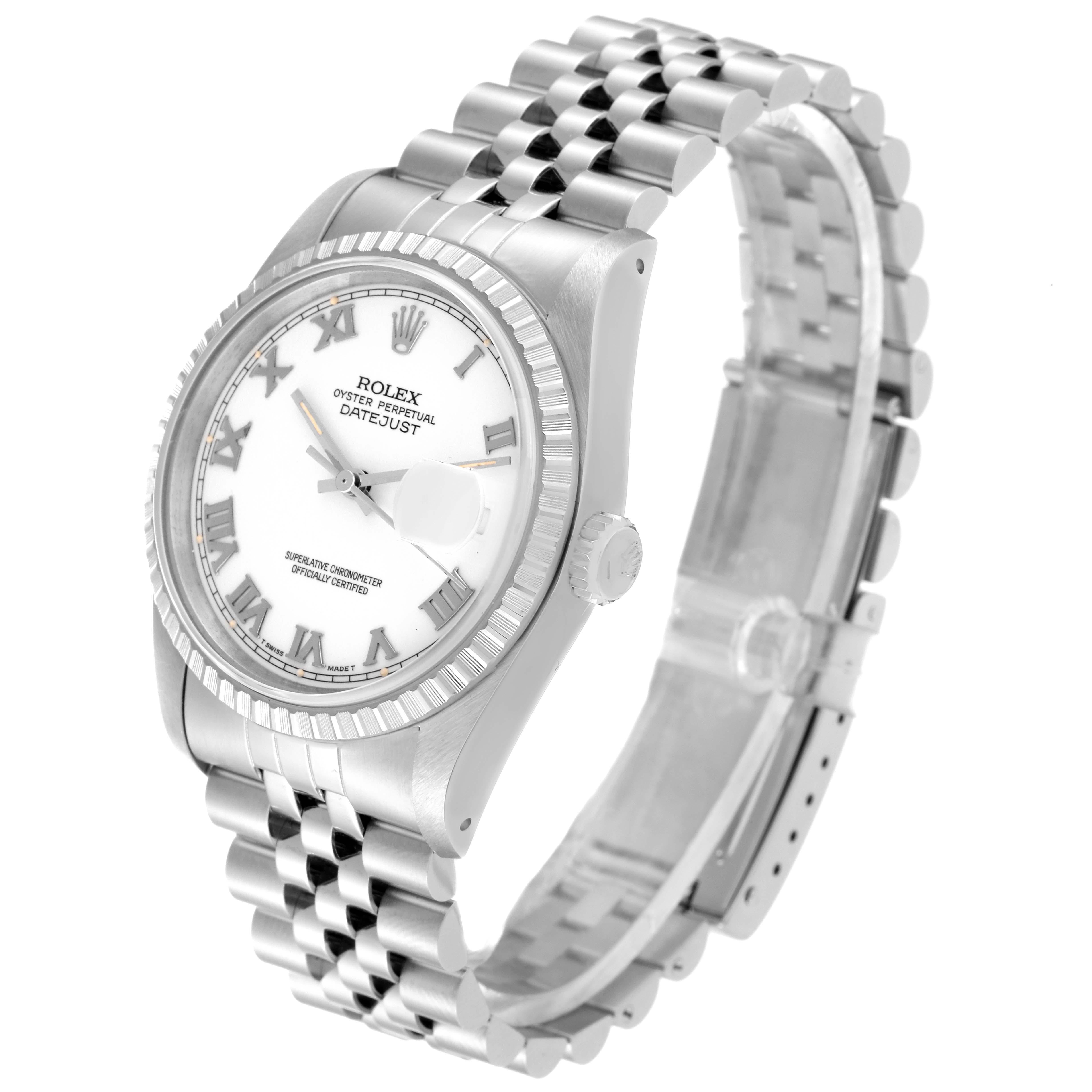 Rolex Datejust 36 Quadrante romano bianco Bracciale giubileo Steele Orologio Uomo 16220 1