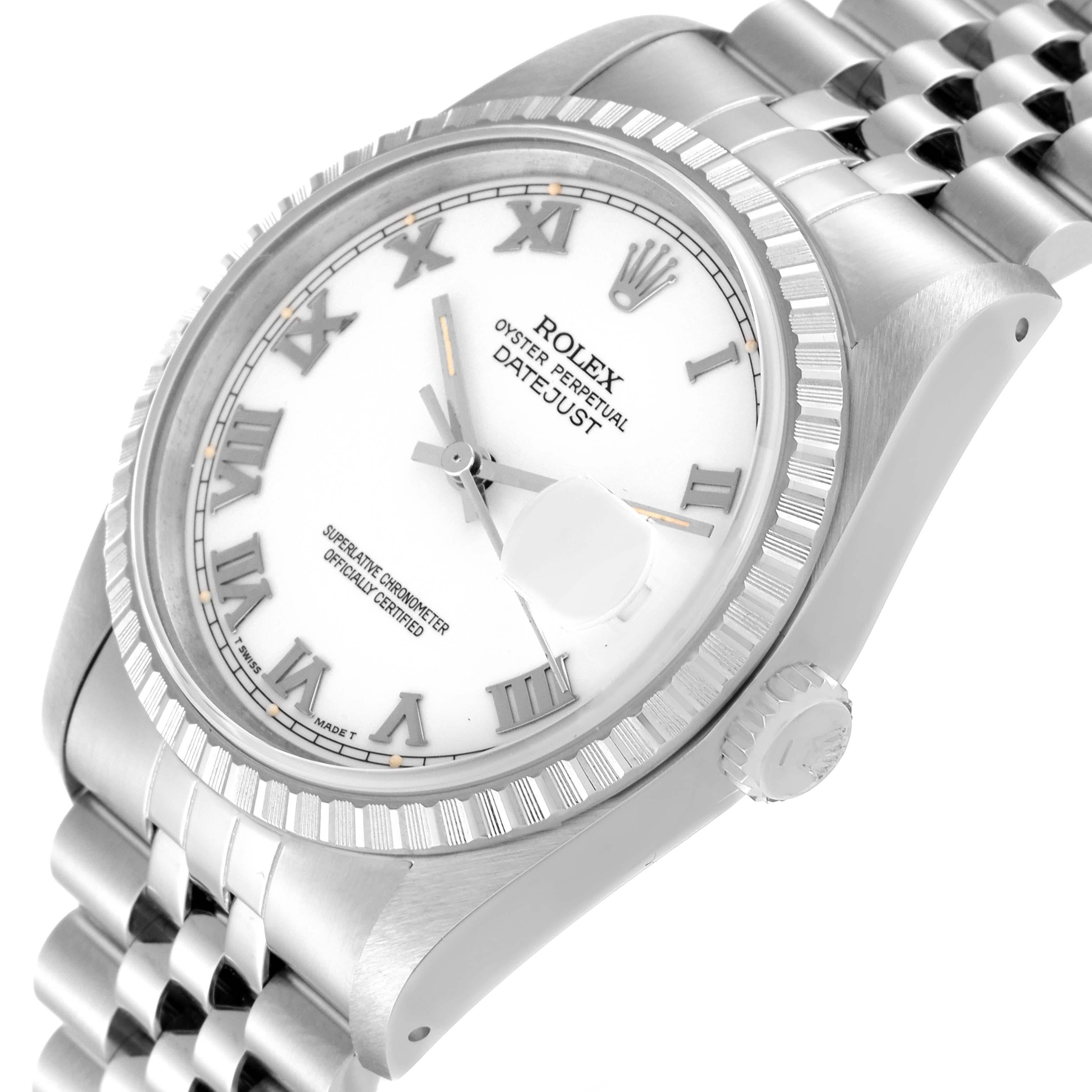 Rolex Datejust 36 Quadrante romano bianco Bracciale giubileo Steele Orologio Uomo 16220 2