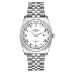 Rolex Datejust 36 White Roman Dial Steel Mens Watch 116200 Box Card