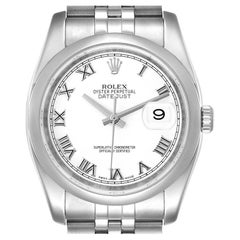 Rolex Datejust 36 White Roman Dial Steel Mens Watch 116200 Box Card