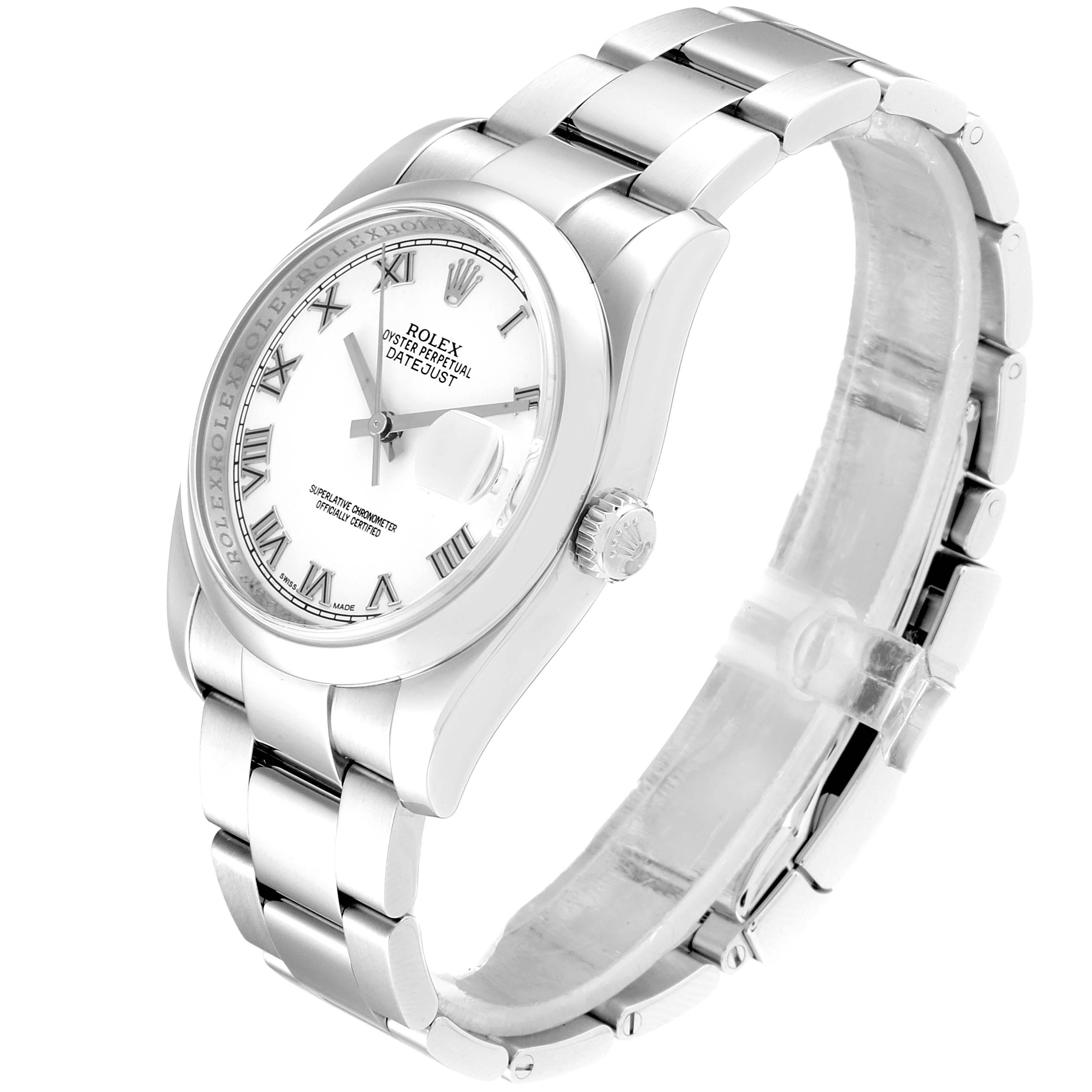 Rolex Datejust 36 White Roman Dial Steel Men's Watch 116200 For Sale 1