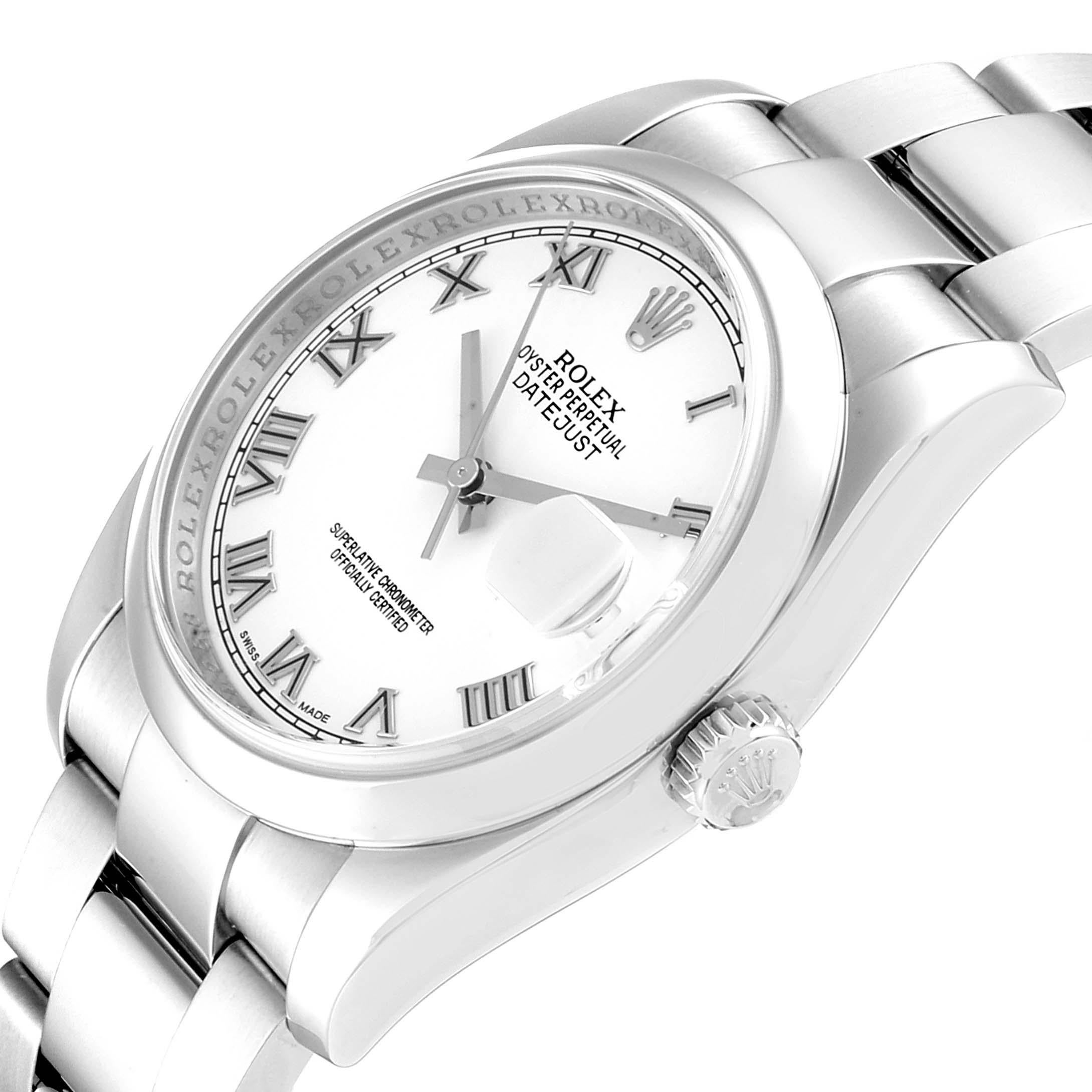 Rolex Datejust 36 White Roman Dial Steel Men's Watch 116200 For Sale 2