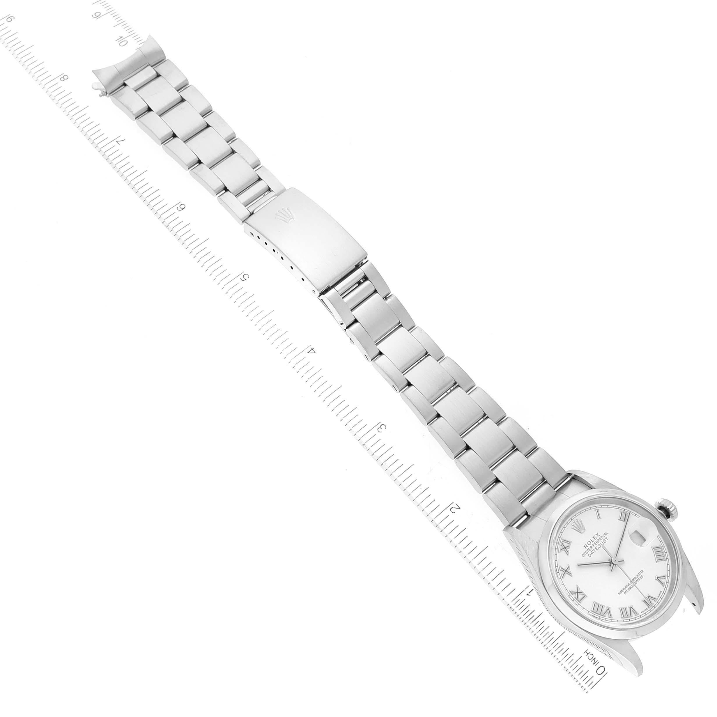 Rolex Datejust 36 White Roman Dial Steel Mens Watch 16200 6