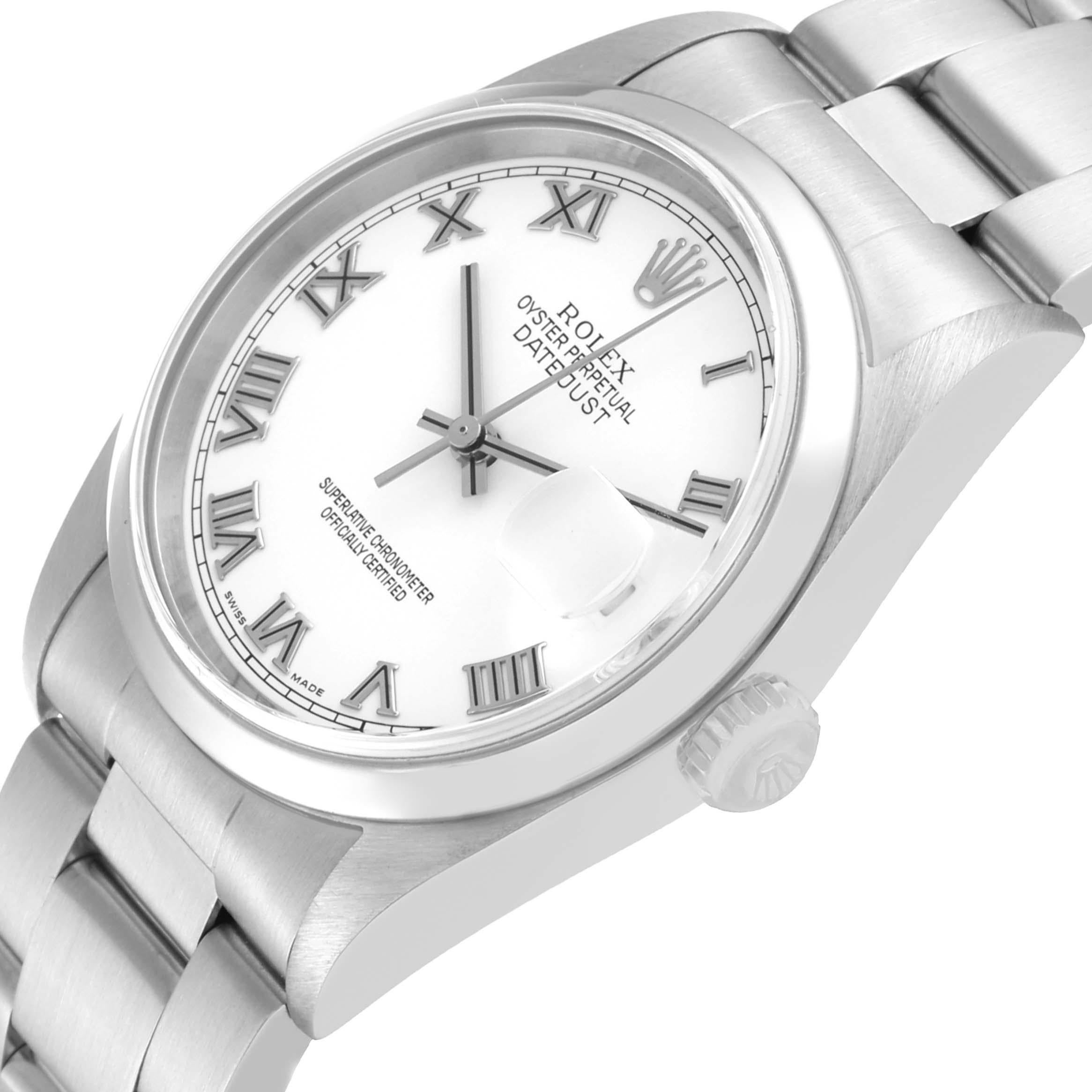 Rolex Datejust 36 White Roman Dial Steel Mens Watch 16200 1