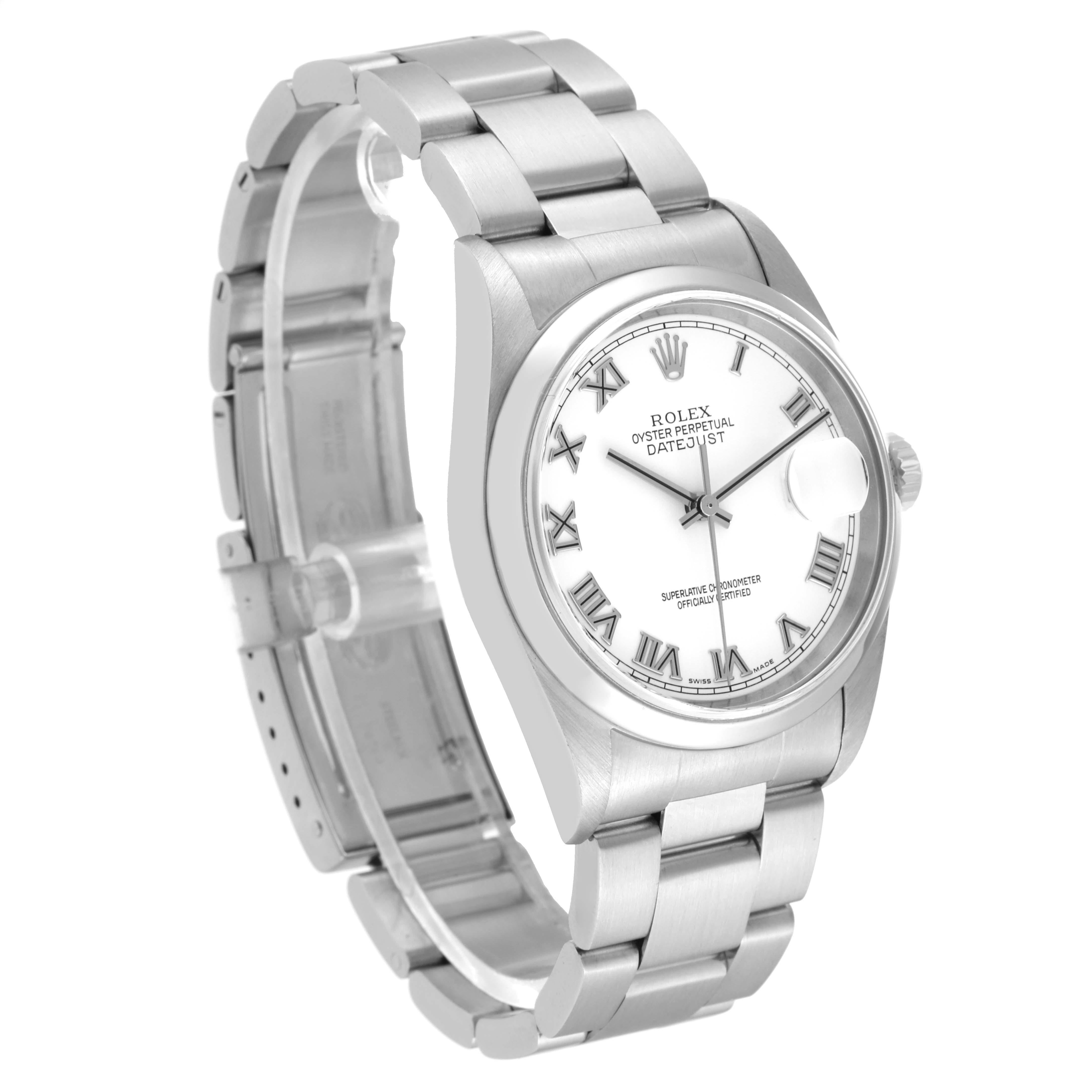 Rolex Datejust 36 White Roman Dial Steel Mens Watch 16200 4