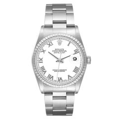 Rolex Datejust 36 Quadrante Romano Bianco Acciaio Orologio Uomo 16220 Scatola Documenti