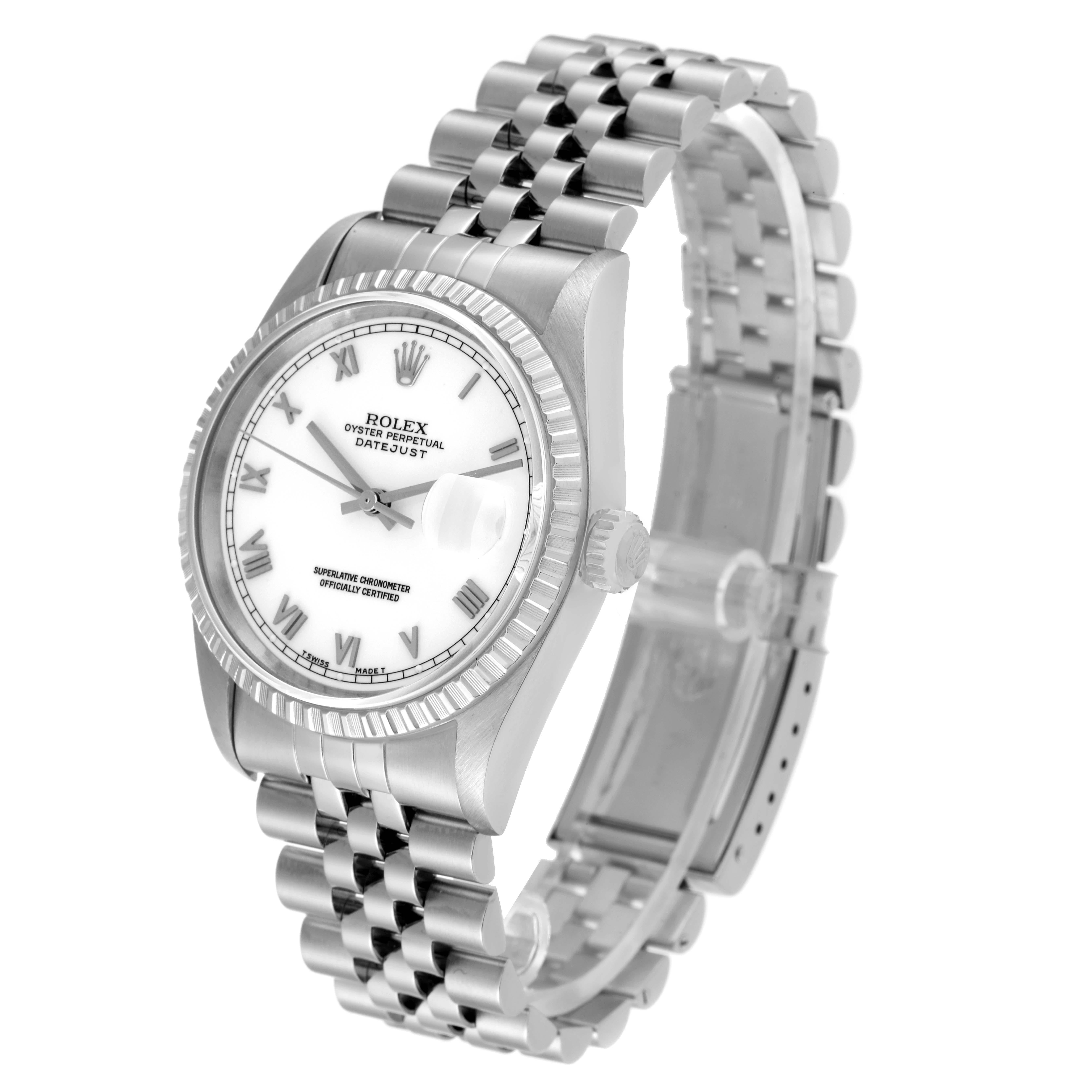 Rolex Datejust 36 weißes römisches Zifferblatt Stahl Herrenuhr 16220 Box Papiere 1