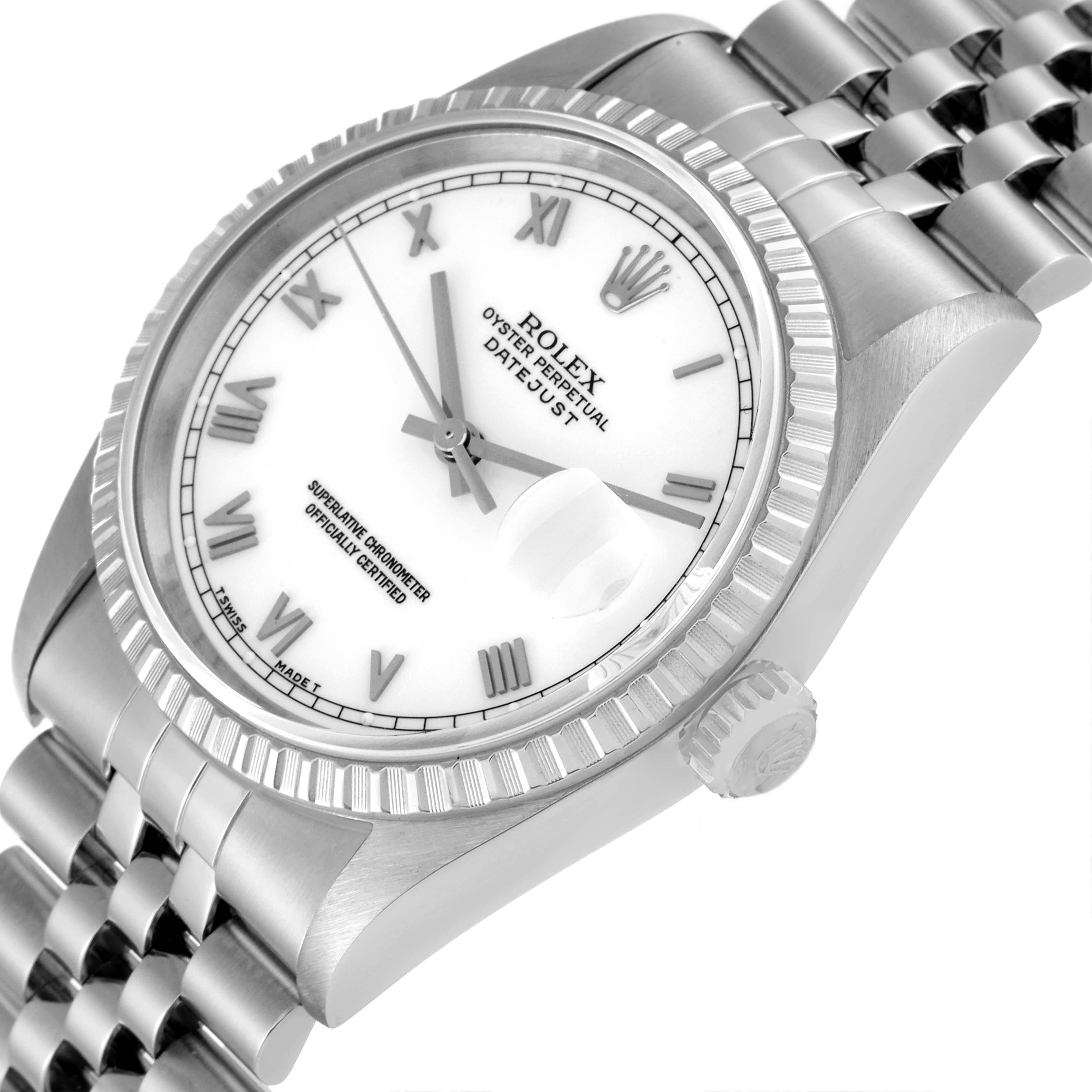 Rolex Datejust 36 weißes römisches Zifferblatt Stahl Herrenuhr 16220 Box Papiere 2