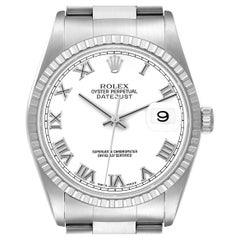Rolex Datejust 36 White Roman Dial Steel Mens Watch 16220 Box Papers