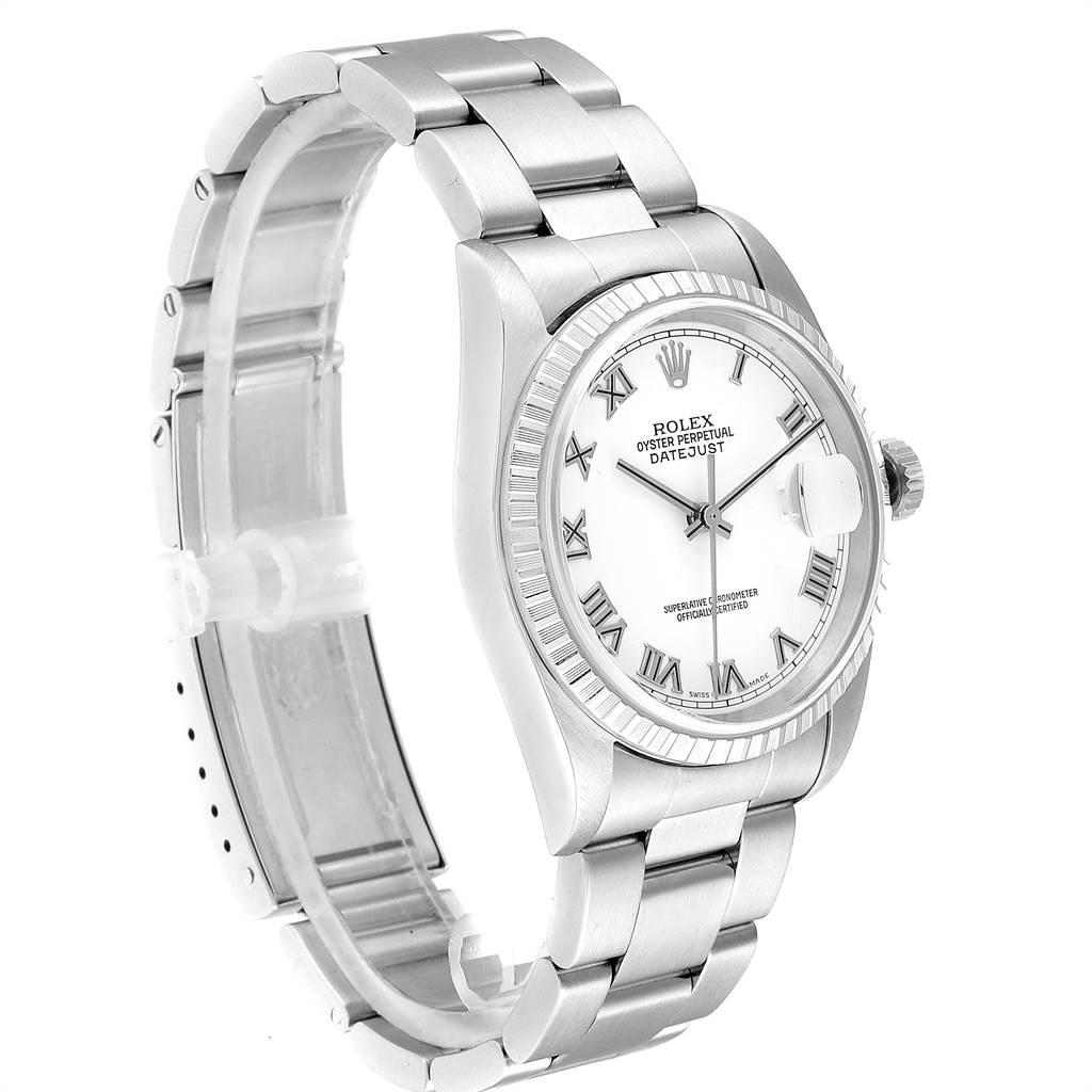 Rolex Datejust 36 White Roman Dial Steel Men's Watch 16220 In Excellent Condition For Sale In Atlanta, GA