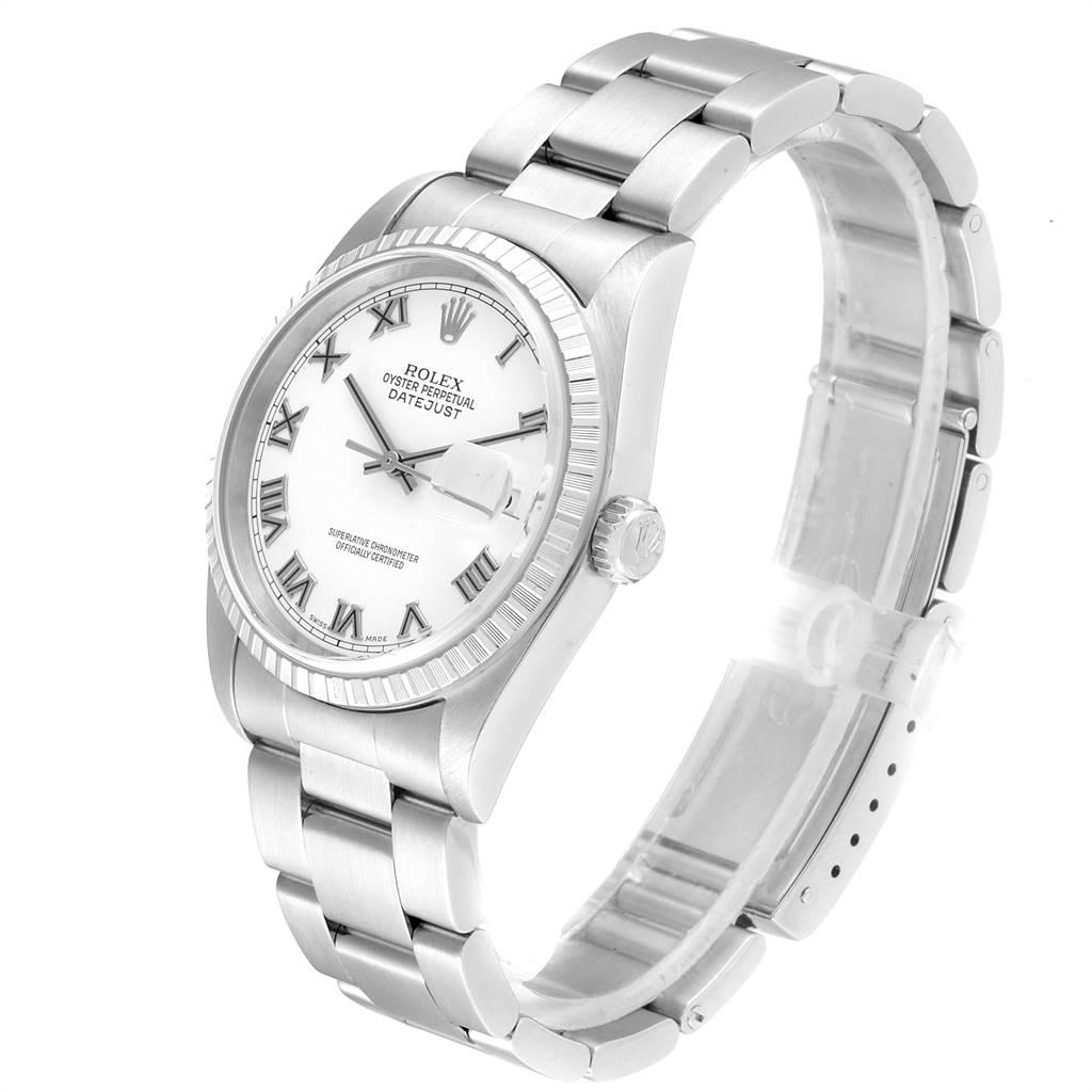 Rolex Datejust 36 White Roman Dial Steel Men's Watch 16220 For Sale 1