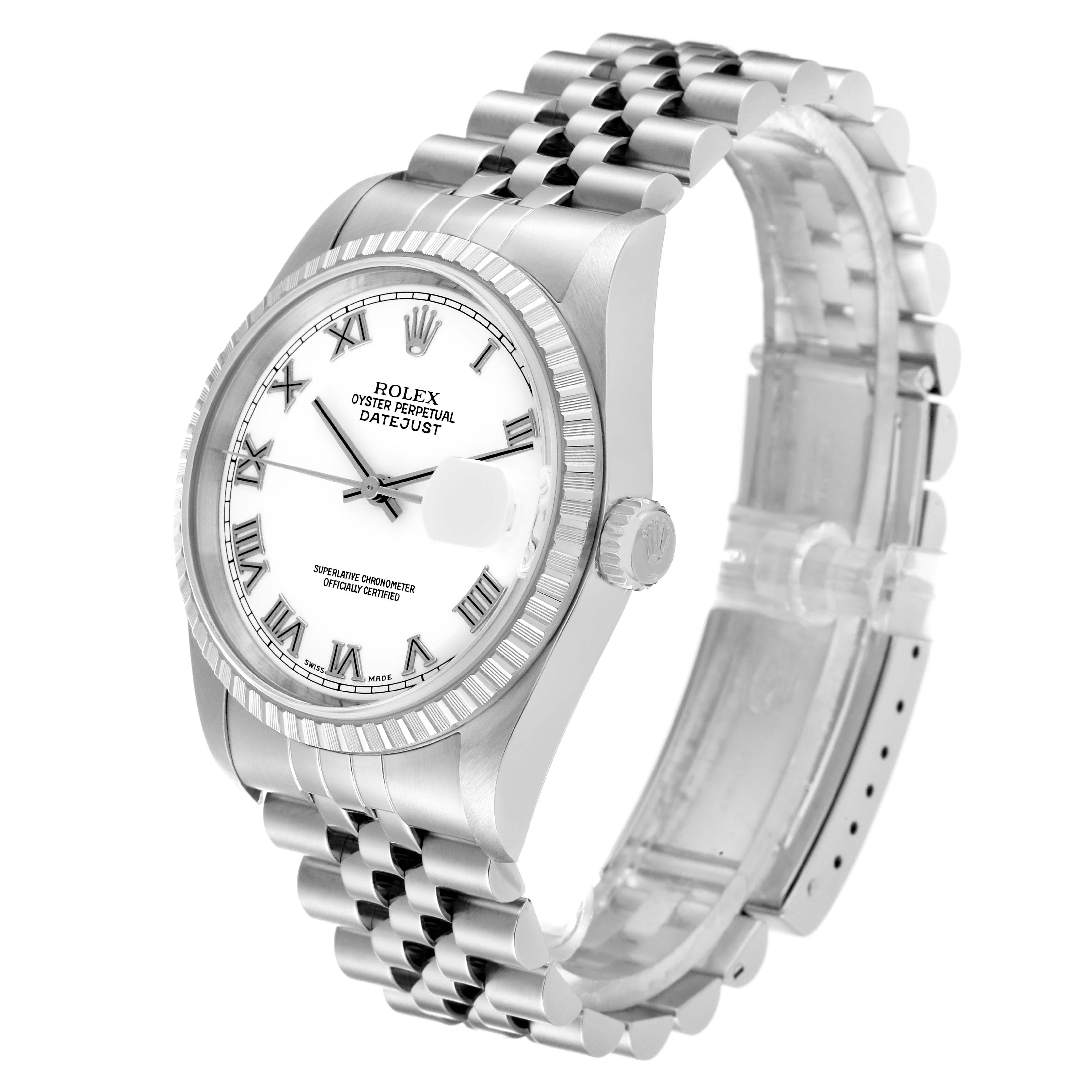 Men's Rolex Datejust 36 White Roman Dial Steel Mens Watch 16220