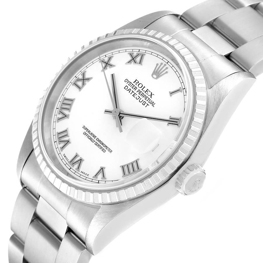 Rolex Datejust 36 White Roman Dial Steel Mens Watch 16220 1
