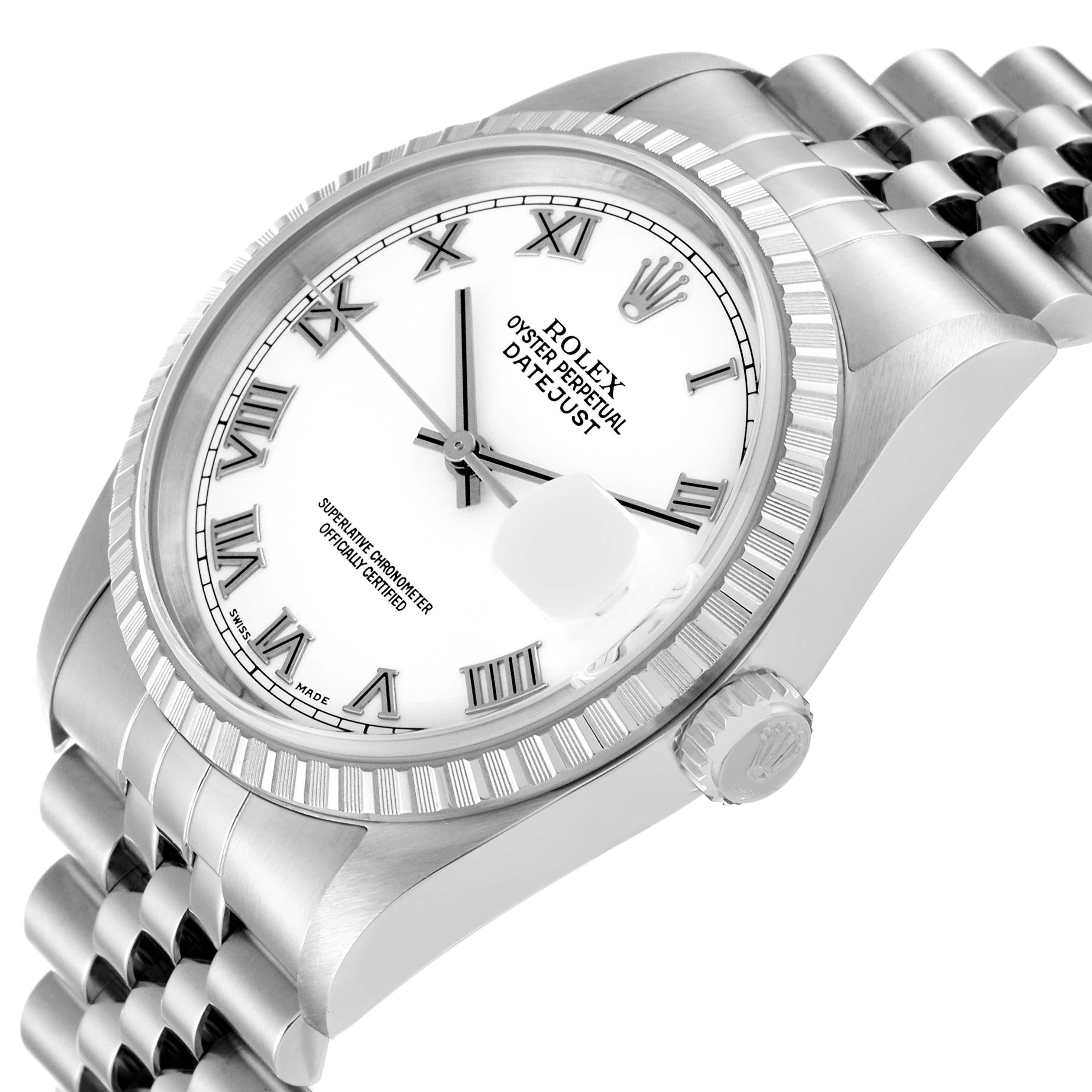 Rolex Datejust 36 White Roman Dial Steel Mens Watch 16220 1